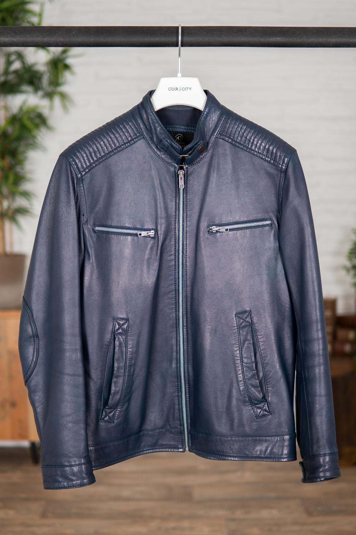 fine blue lambskin jacket - Image n°1
