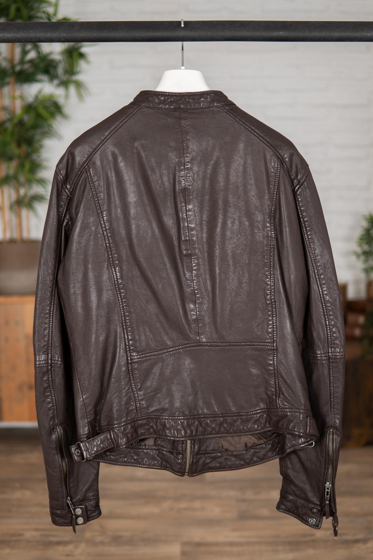 Dark brown round neck jacket - Image n°2