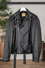 Black Biker Jacket for men in cowhide - Image n°1