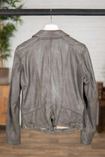 Gray Biker Jacket for Women in Leather - Image n°3