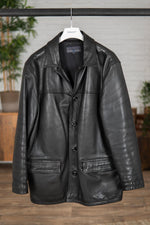 Black Cowhide Coat for Men - Image n°1
