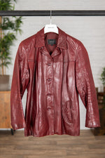 Red buffalo leather jacket for women - Image n°1