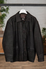 Mid-length dark brown nubuck look coat - Image n°1