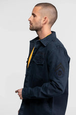 Navy blue military style cotton shirt - Image n°6