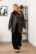 Elegant reversible brown suede leather coat - Image n°2