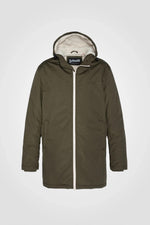 Long dark khaki parka with sherpa lining - Image n°7