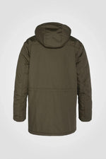 Long dark khaki parka with sherpa lining - Image n°8
