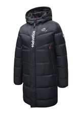Long navy blue hooded parka - Image n°4