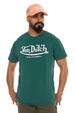 Blue cotton t-shirt with white logo - Image n°1