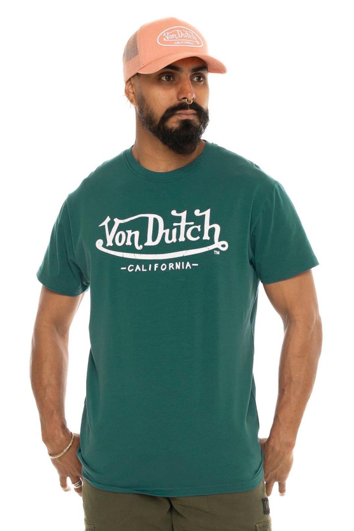 Blue cotton t-shirt with white logo - Image n°1