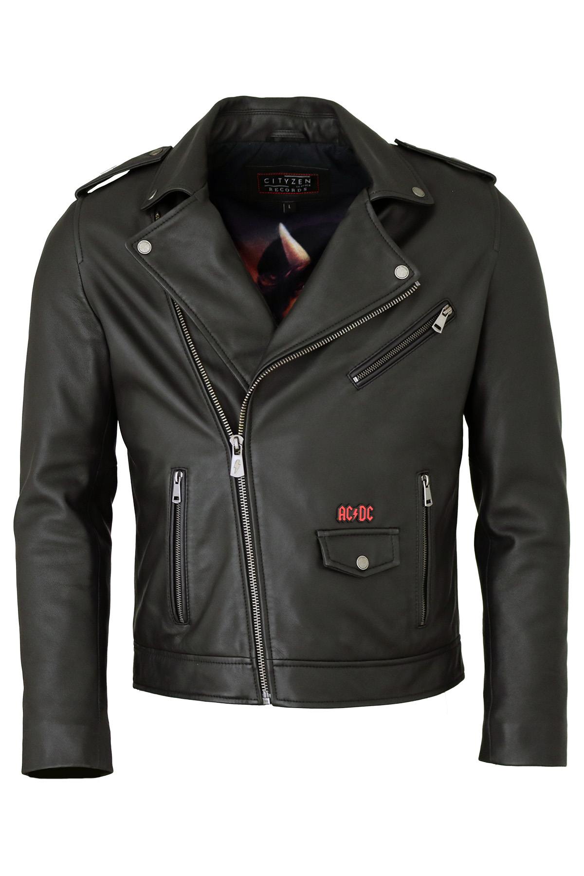Leather biker jacket in tribute to the group AC/DC - Image n°5