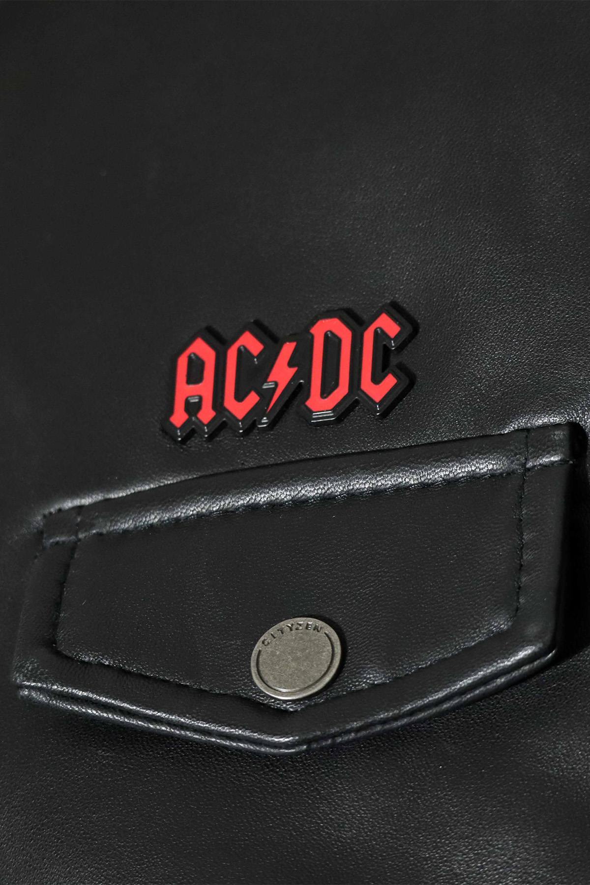 Leather biker jacket in tribute to the group AC/DC - Image n°9