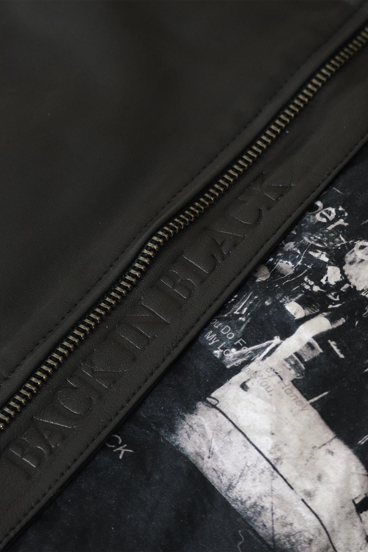 Sheep nappa jacket-AC/DC's *Back in Black* tribute, embossed logos. - Image n°10