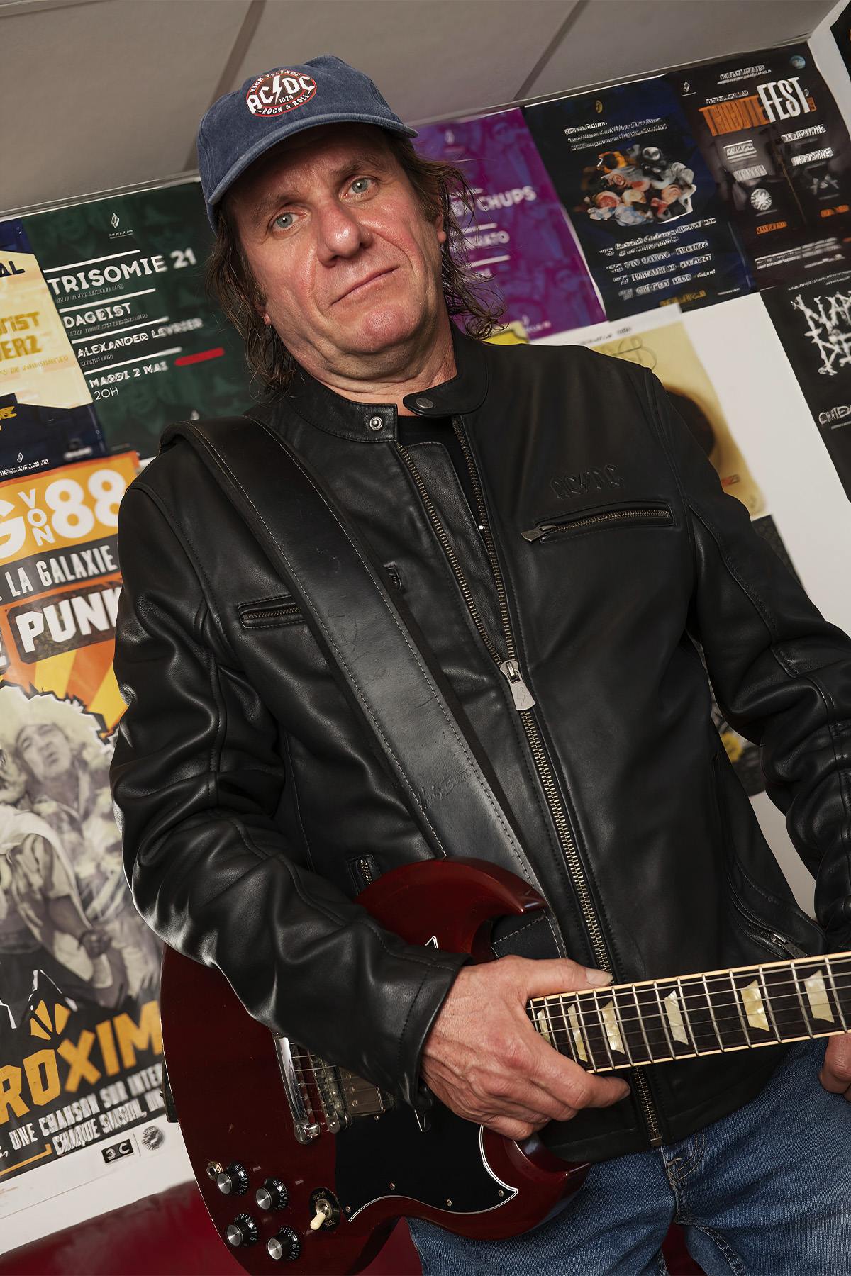 AC/DC Licensed Biker Collar Leather Jacket - Image n°10