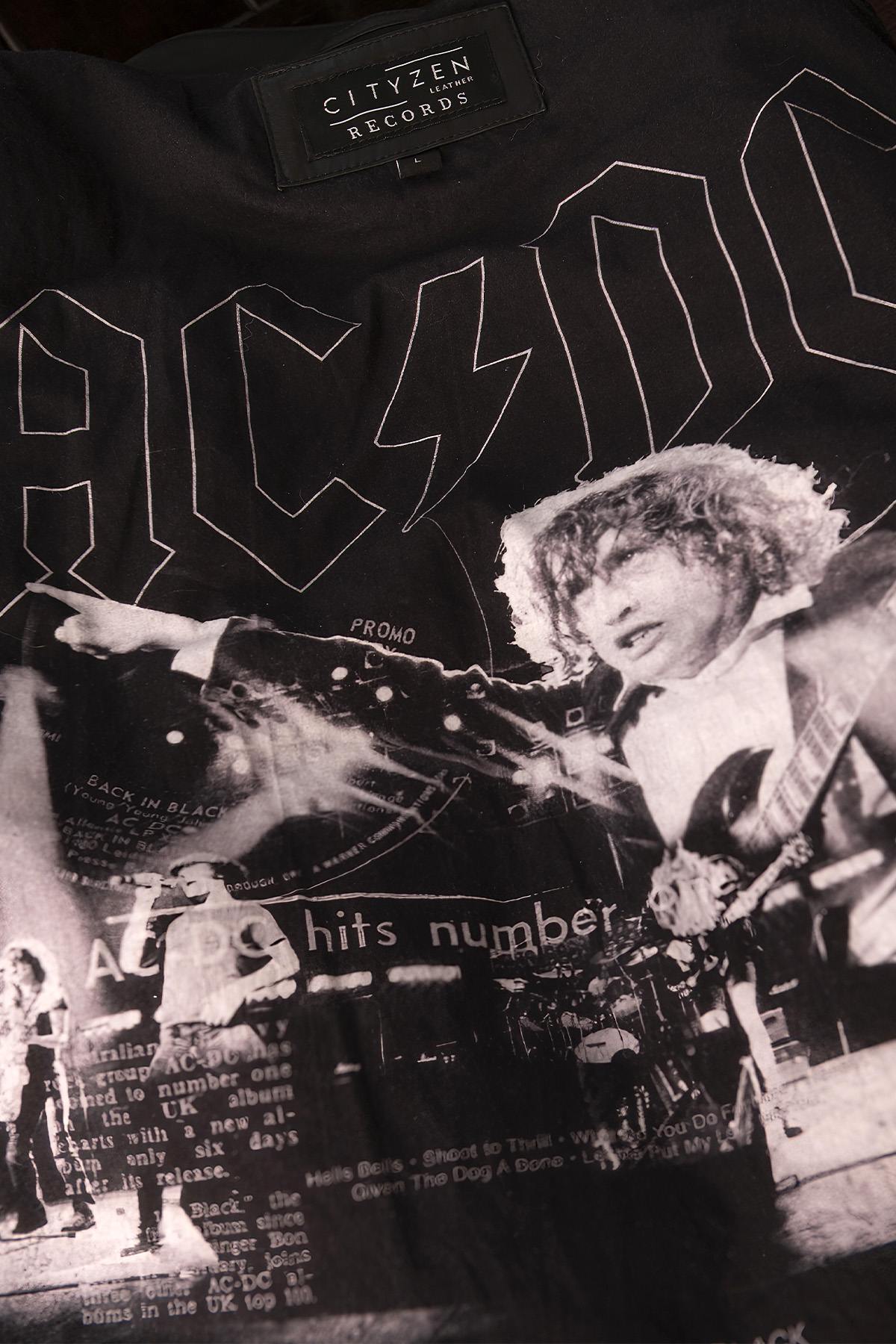 Sheep nappa jacket-AC/DC's *Back in Black* tribute, embossed logos. - Image n°9