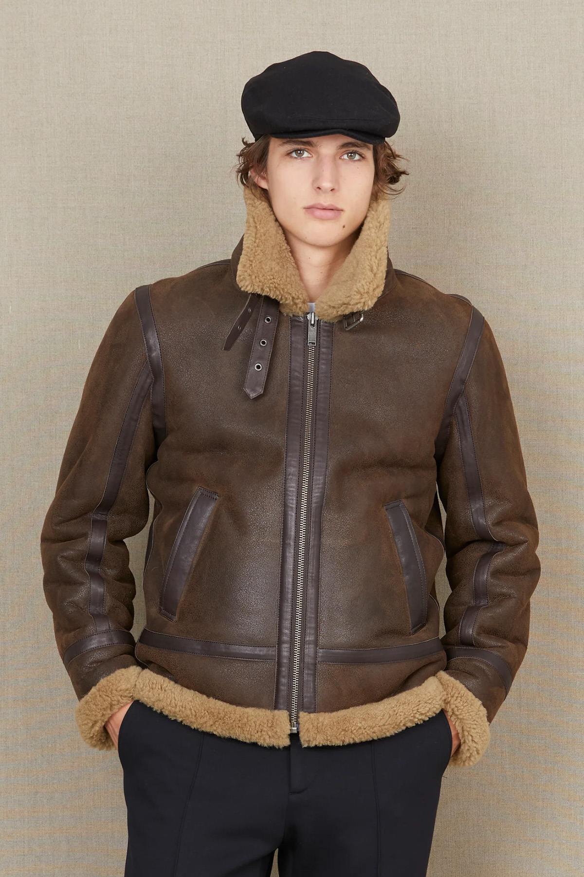 Brown bomber jacket inspired by the famous B-3 jacket - Image n°1