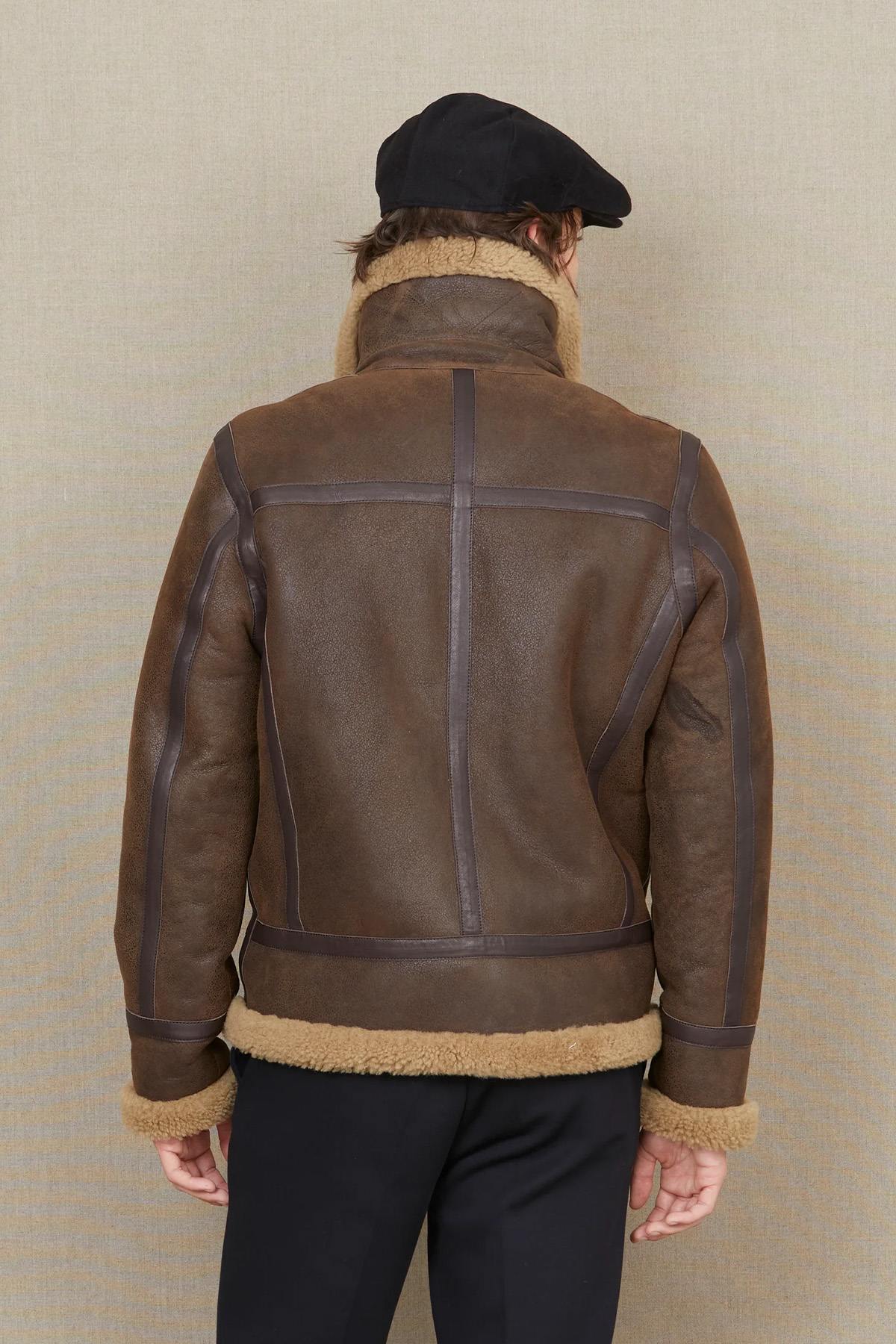 Brown bomber jacket inspired by the famous B-3 jacket - Image n°2