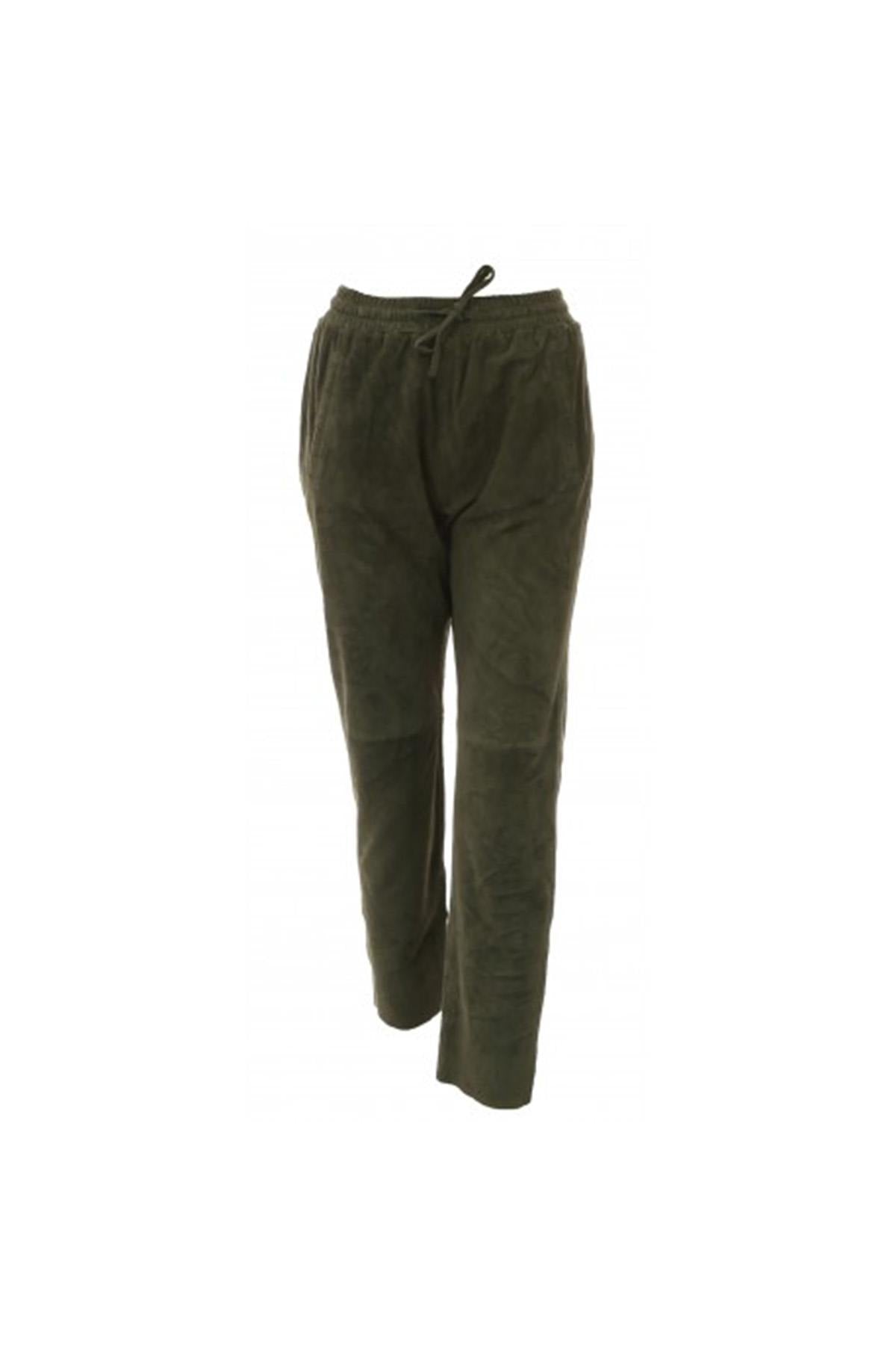 Dark khaki suede joggers - Image n°4