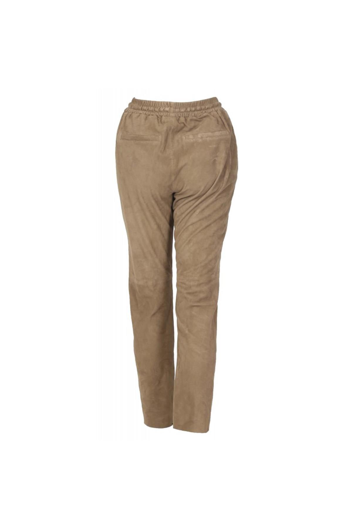 Light brown suede leather joggers - Image n°5