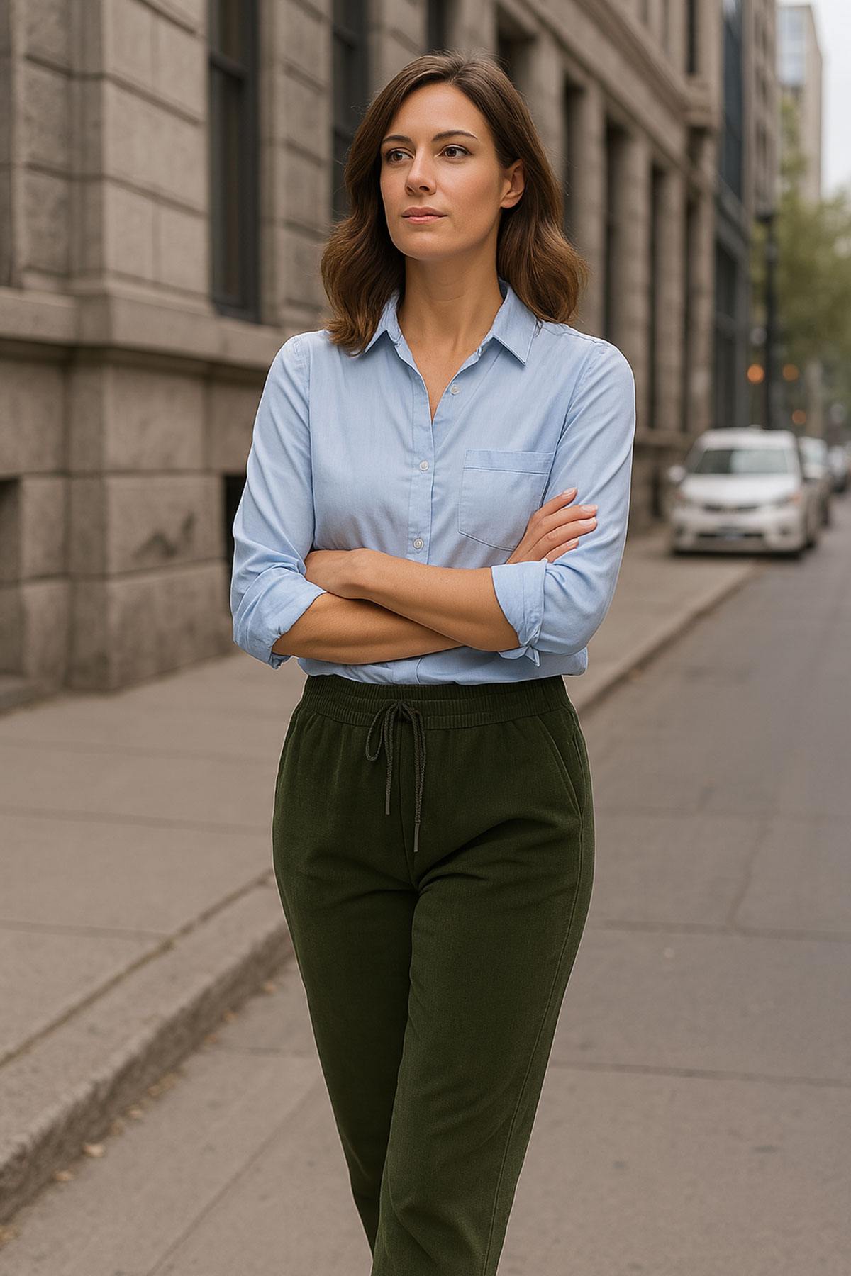 Dark khaki suede joggers - Image n°3