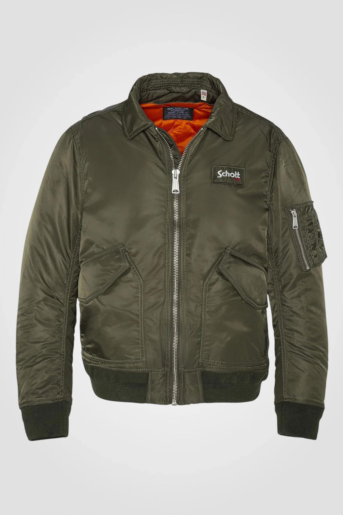 Khaki recycled nylon bomber jacket - Image n°1