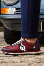 Dark red leather racing sneakers - Image n°1