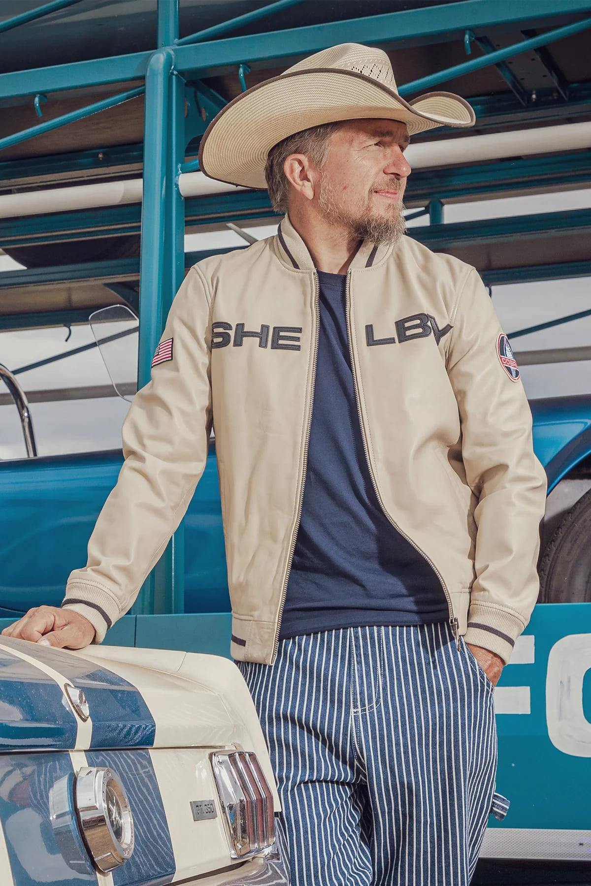 Ecru leather teddy with Shelby logo on the back - Image n°1