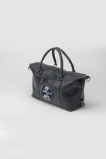Navy Blue Leather Travel Bag with Shelby Logo - Image n°4