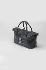 Navy Blue Leather Travel Bag with Shelby Logo - Image n°4