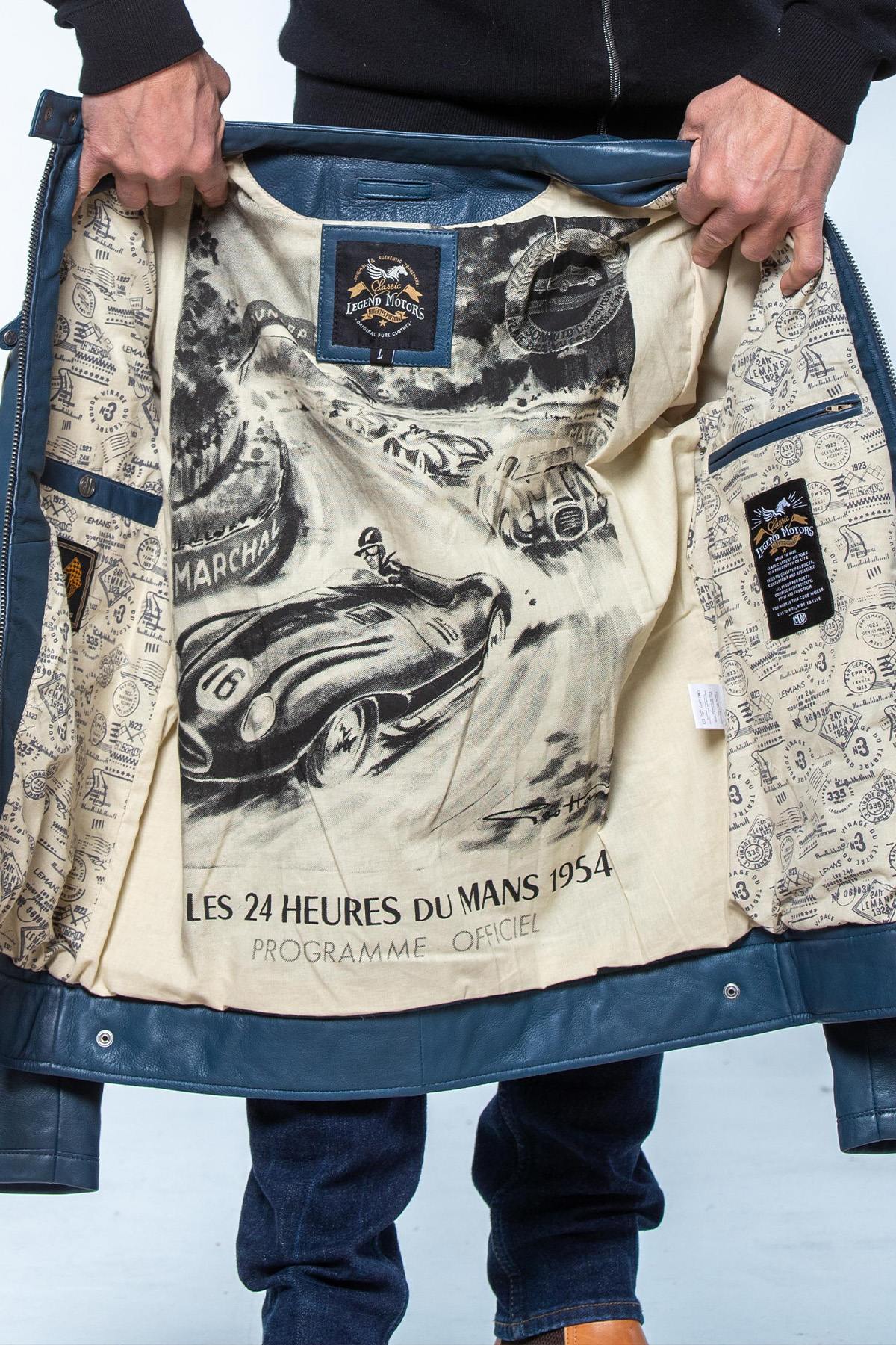 Royal blue leather racing jacket 24h Le Mans - Image n°8