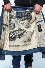 Royal blue sheepskin jacket, regular fit, perfect for all seasons. - Image n°8