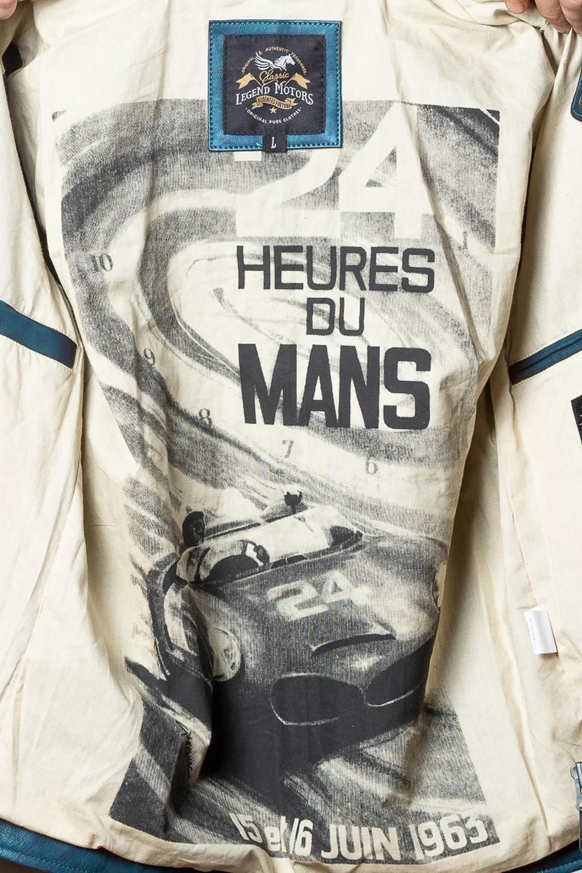 Ocean blue sheep leather jacket, racing-style and ultra-lightweight. - Image n°2