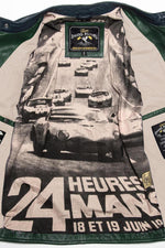 Le Mans-inspired sheep leather jacket in Crown Green/Navy. - Image n°2