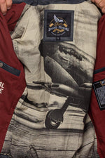 Navy blue leather jacket with shirt collar - Image n°5