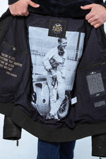 Steve McQueen black leather jacket with fur collar - Image n°4