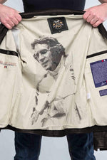 Men's dark brown shirt collar leather jacket - Image n°4