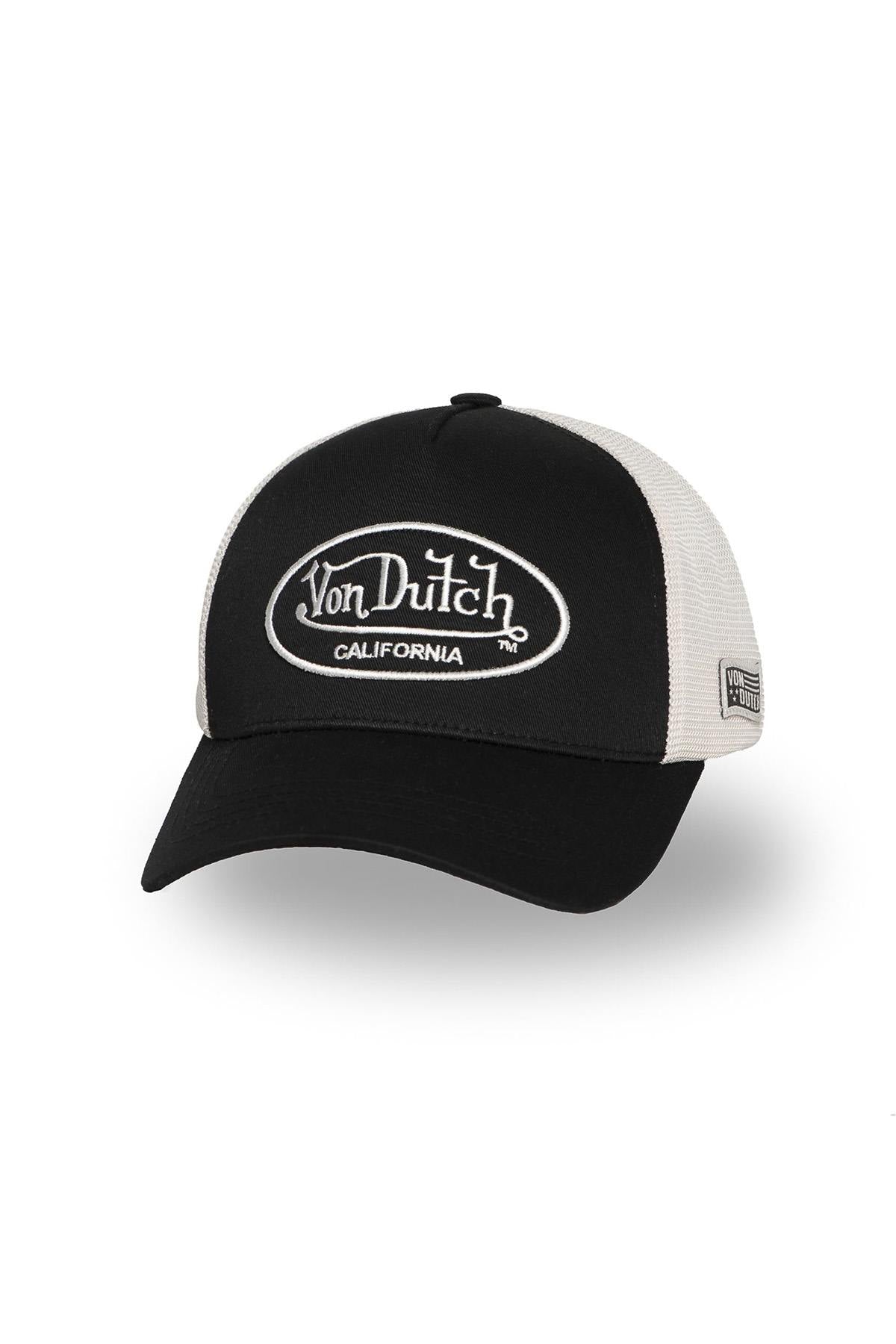 Black and white cap with embroidered logo - Image n°1