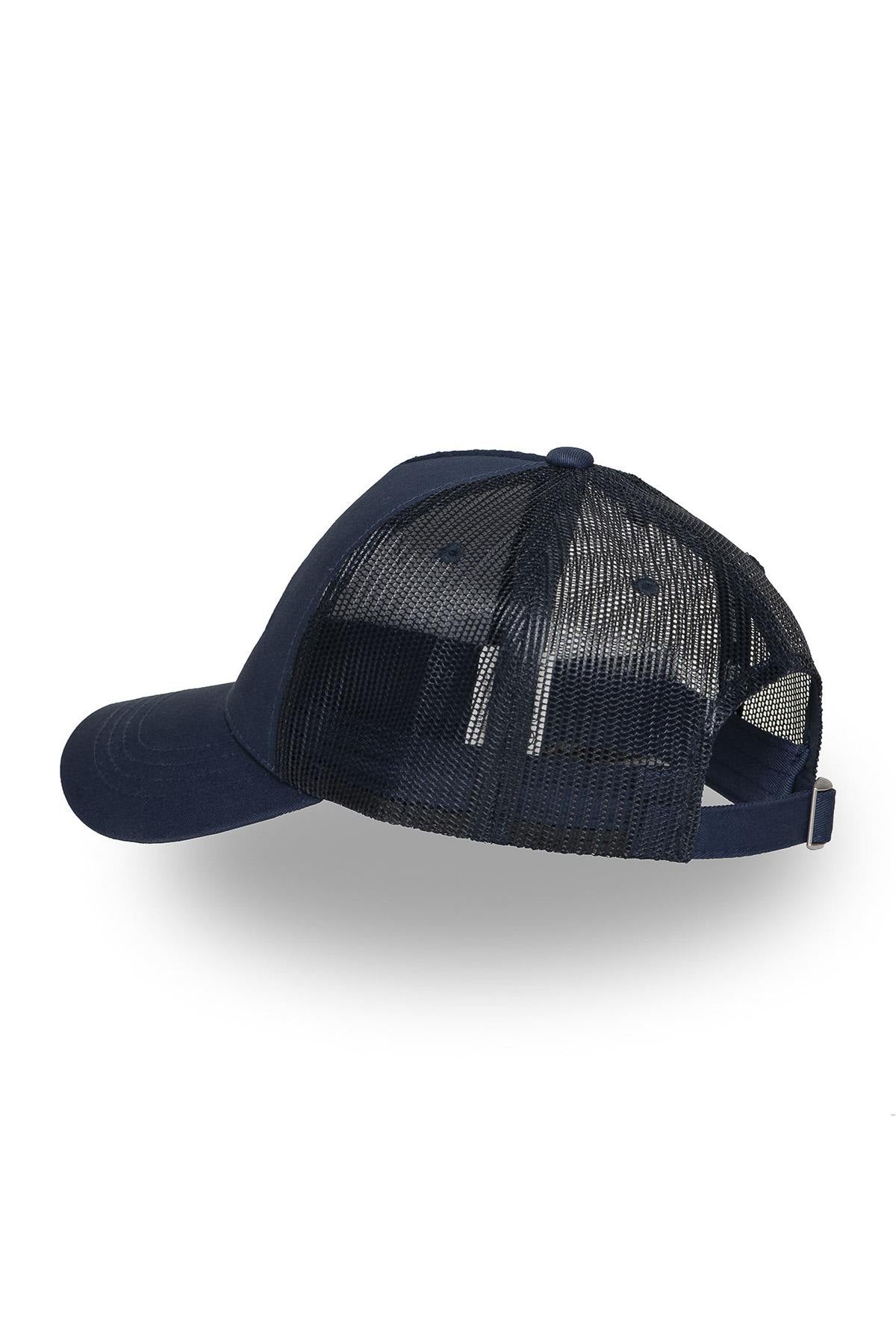 Navy blue mesh cap with embroidered logo - Image n°2