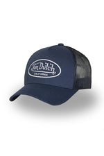 Navy blue mesh cap with embroidered logo - Image n°1