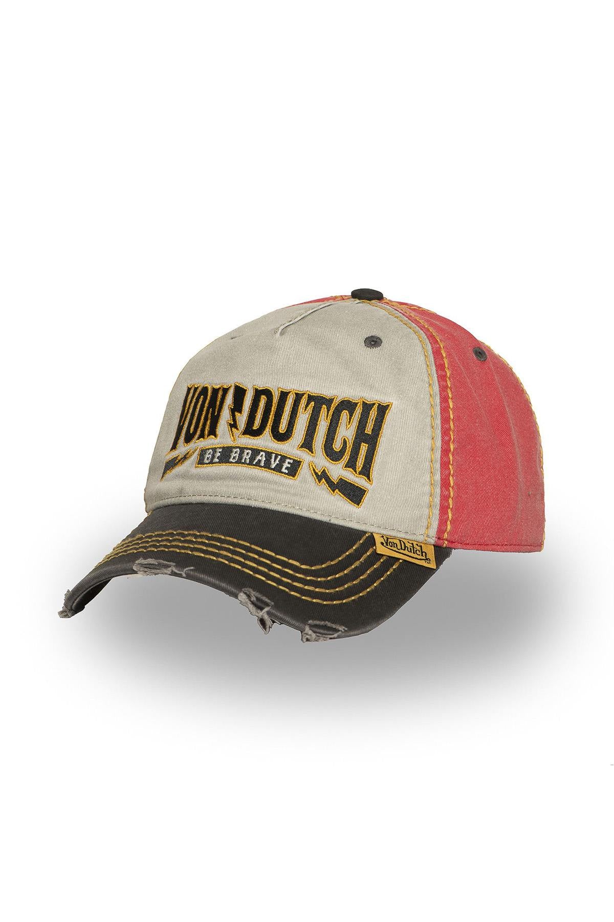 Tricolor cotton cap with worn effect - Image n°1