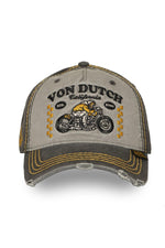Grey and yellow cotton cap with biker logo - Image n°3