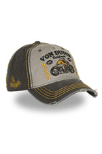 Grey and yellow cotton cap with biker logo - Image n°4