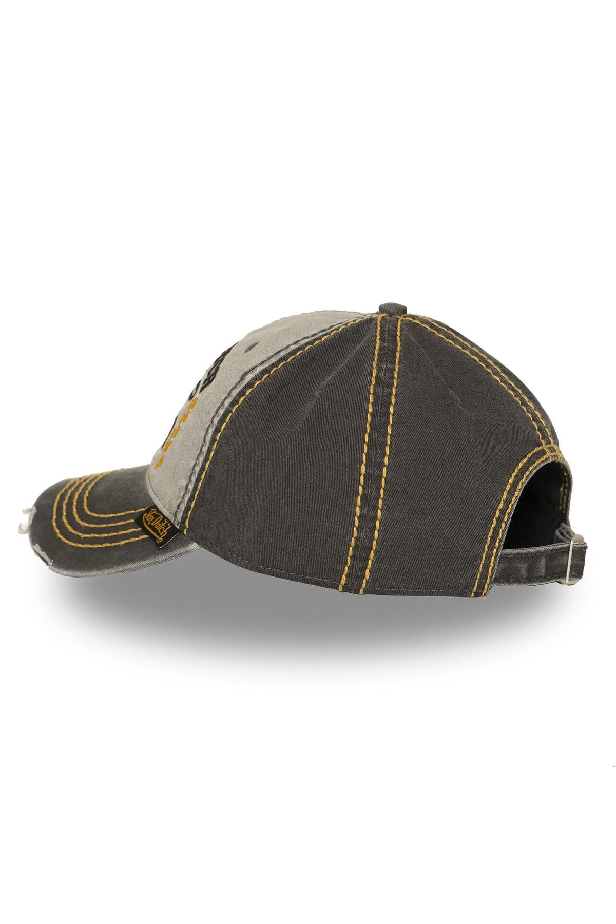 Grey and yellow cotton cap with biker logo - Image n°5