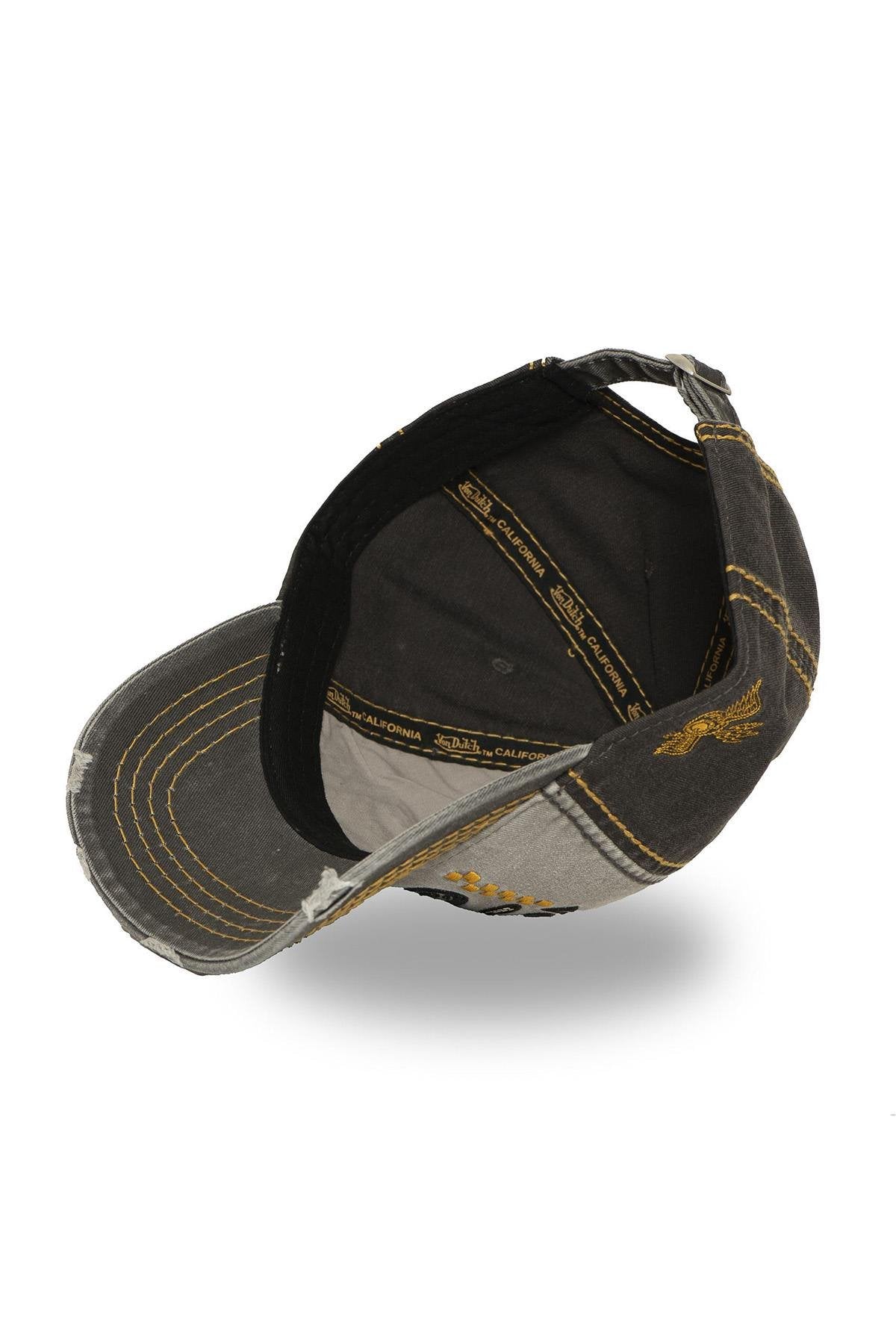 Grey and yellow cotton cap with biker logo - Image n°6