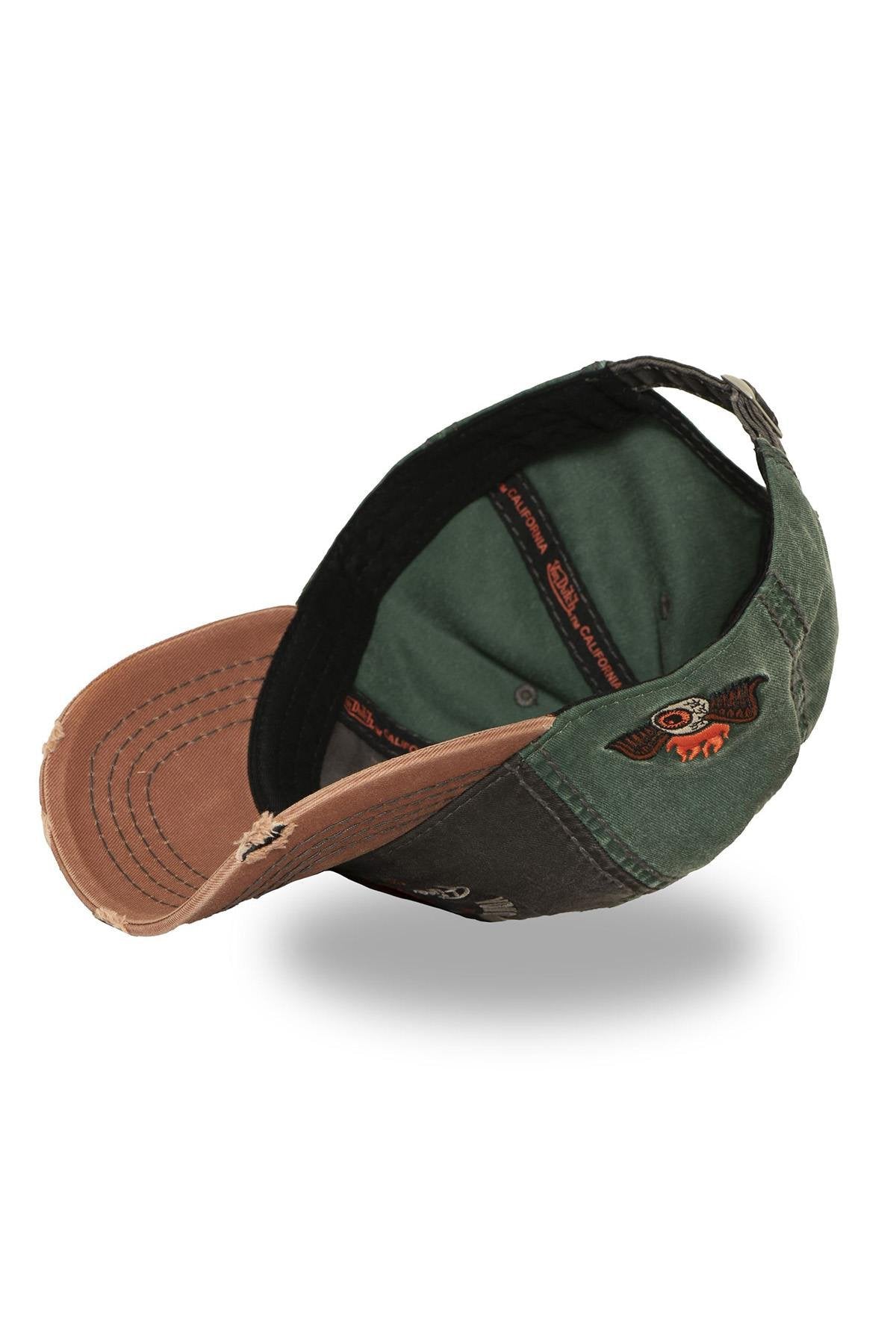 Tricolor cotton cap with flaming skull logo - Image n°6