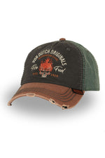 Tricolor cotton cap with flaming skull logo - Image n°1