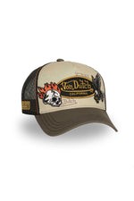 Tricolor trucker cap with eagle and skull patches - Image n°3