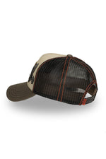 Tricolor trucker cap with eagle and skull patches - Image n°4