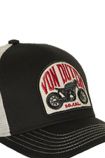 Black and white trucker cap with motorcycle logo - Image n°2