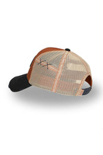 Orange distressed trucker cap with badge logo - Image n°2